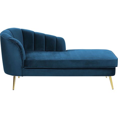 Left-Hand Chaise Lounge ALLIER Velvet Navy Blue (1/5)