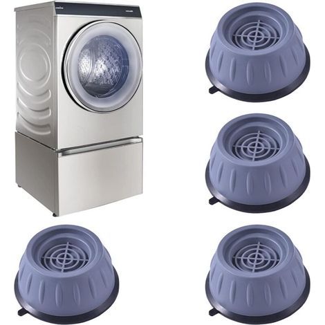 Tampons À Pied Machine À Laver 4 Pièces Universal Tapis Anti-Vibration pour Machine à Laver - Caoutchouc Antidérapant Coussinets/Pieds Stabilisateur Piédestal pour Machines à Laver Séchoirs et Me (1/5)