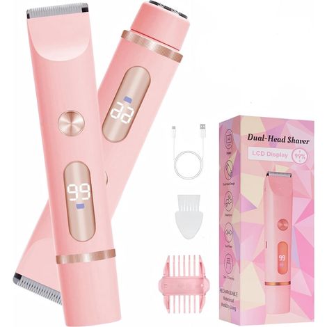 2-in-1 Elektrorasierer für Damen, Intimtrimmer, Bikinitrimmer, Damenrasierer für Gesicht, Beine, Achseln und Intimbereich, wasserdicht
