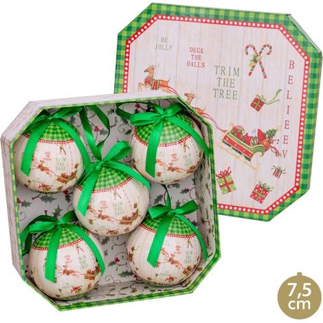 Adorno navidad 7,5x7,5x7,5 bolas memory trineo juinsa 5 pz