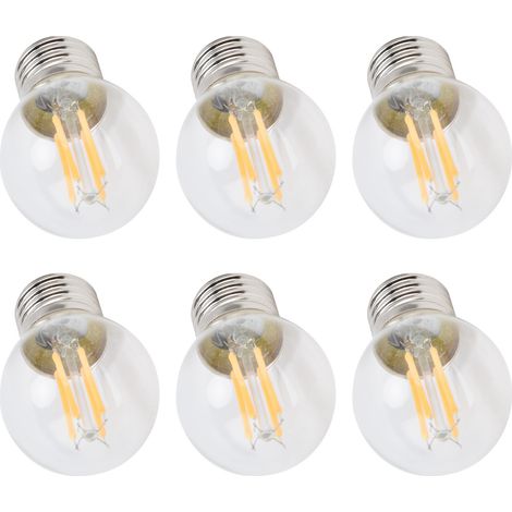 Lot de 6 ampoules LED G45 E27 à filament transparent et dimmable pour lustres et lampes de table, lumière chaude, 4 W, 220 V (1/5)