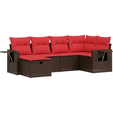 Set Divani da Giardino 6 pz con Cuscini Marrone in Polyrattan vidaXL (1/4)