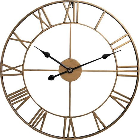 40cm Silent Roman Wall Clock Metal Rose Gold Copper Openwork Home Decoration Simple Living Room Design (1/4)