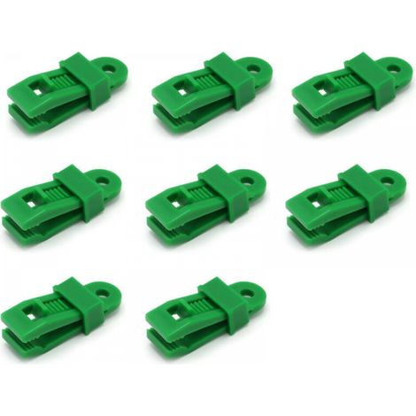 8 pièces Pinces de fixation robustes pour bâches, pour auvents, camping, caravanes et housses de voiture, Vert (1/5)