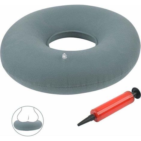 Coussin Hémorroïdes Gonflable Siège Orthopédique - Anneau Siège Hémorroïdes Décubitus Anneau Siège avec Pompe, Donut avec Coussin pour Siège 1 Pcs (Gris) (1/4)