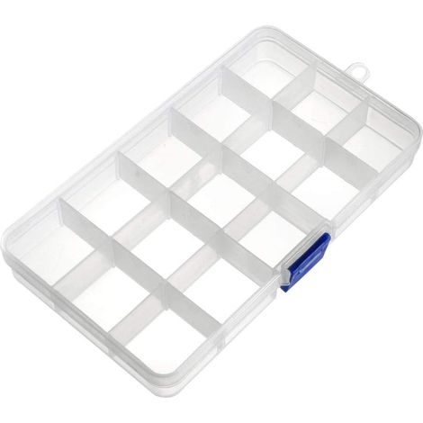 Boîte de rangement pour composants sourcing map (2 pièces) en PP, réglable, 15 compartiments,
