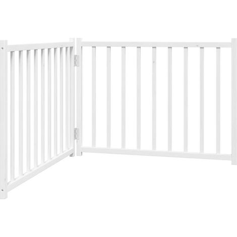 Barrière de sécurité pour chien animaux de compagnie pliable 2 panneaux 160 cm bois sapin massif blanc
