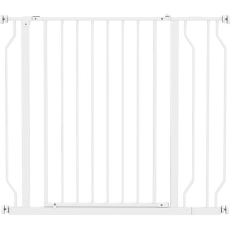 Adjustable White Dog Safety Gate with Pressure Mount for Doorways,Hallways,and Staircases-95cm High (1/5)