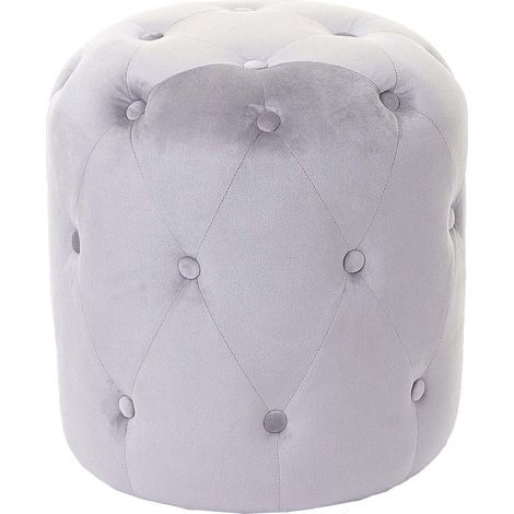 Taburete puf acolchado 42x39cm terciopelo gris claro 040005335