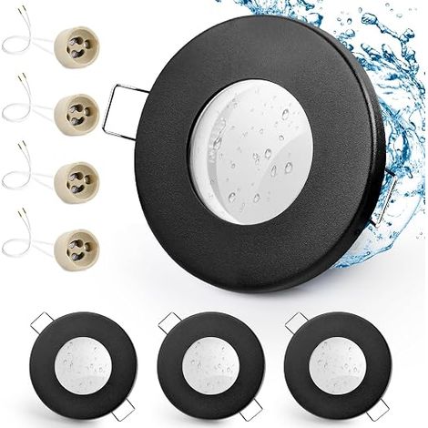 Recessed LED Spotlight Frame GU10 Socket, Iron Ceiling Spotlights, Flat Round Bathroom Spotlight Recessed Frame 68 mm for Outdoor Indoor (1/5)