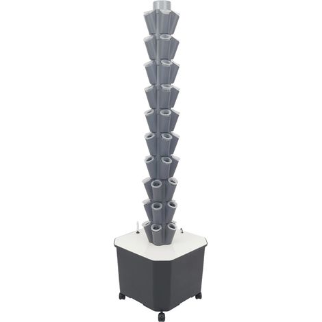 Torre hidropónica, sistema de cultivo vertical, 50 orificios de plantación, gris claro. (1/2)