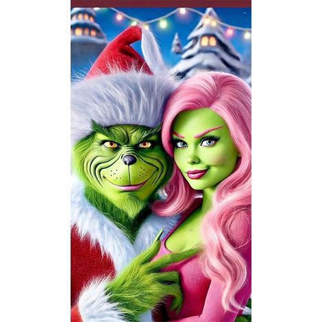 Rideau/drapeau de porte de Noël 2026, fond photo intérieur/extérieur avec motif monstre vert - 90 x 180 cm - LMGBJB-8
