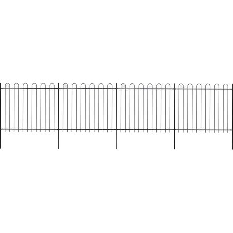 vidaXL Recinzione Giardino con Punta Tonda in Acciaio 6,8x1,5m Nera