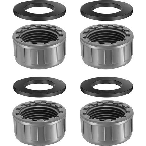 4 Pièces Bouchon Fileté PVC 3/4", d'Obstruction à Filetage Intérieur, Raccord pour Tuyau d'Eau 25mm, Bouchon de Vidange pour Jardin