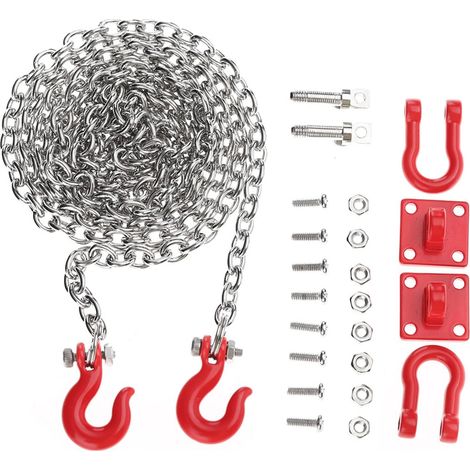 Chaîne de Sécurité Remorque RC, Crochets RC Crochet Remorquage Voiture Ensemble remorque Rc pour Voitures à L'échelle 1/10, Pièces D'assemblage en Métal Mini Accessoires Sauvetage Forme U (1/5)