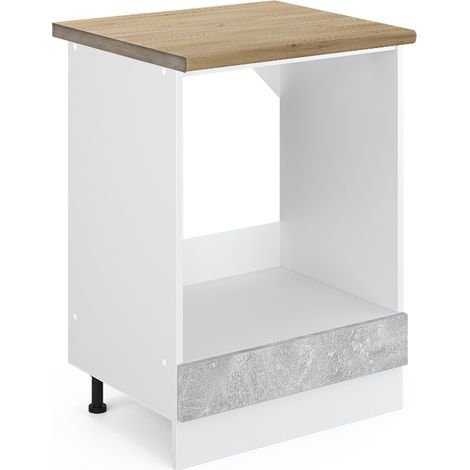 Herdumbauschrank R-Line, Beton, 60 cm , AP Eiche, Vicco