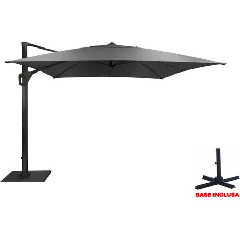OMBRELLONE RETRATTILE/ORIENTABILE/INCLINABILE LATERALMENTE 3X3 GRIGIO SCURO ARREDO GIARDINO ESTERNO