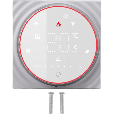 Wireless Wifi Smart Thermostat Programmable Smart Water Heating Thermostat Voice APP Control AC95‑240V Square Base White
