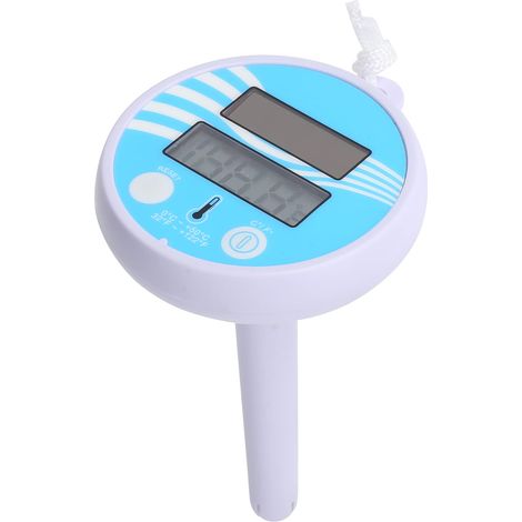 Thermomètre numérique LCD à énergie solaire — Grand modèle flottant, facile à lire, pour la température de l'eau — Résistant aux chocs, avec cordon