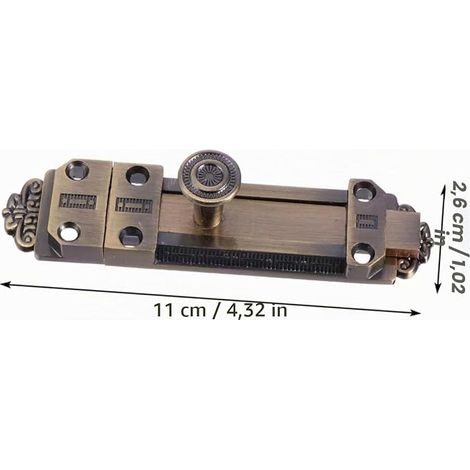 Serrure Coulissante De Sécurité Vintage En Alliage De Zinc Verrou Loquet Ancien Pour Porte Noyau Renforcé Installation Facile Pour Salle De Bain Cuisine Et Garage 11.00 Cm (1/4)