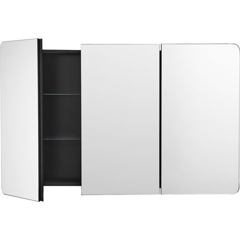 Mophorn Medizinschrank, 25,5 x 40 Zoll, für Badezimmer mit Spiegel, Wandschrank mit Aluminiumrahmen, 4-lagige verstellbare Regale, Optionen zur Einbau- und Wandmontage