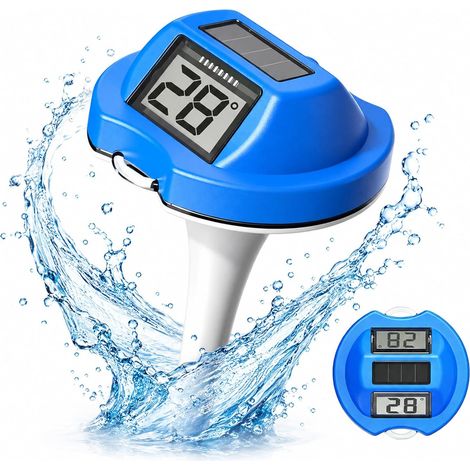 Thermomètre de Piscine Numérique à énergie Solaire, Thermomètre de Piscine Solaire avec Écran d'Affichage Double Face, Thermomètre Piscine Flottant pour Spas, Bains Froids et Piscines (1/5)