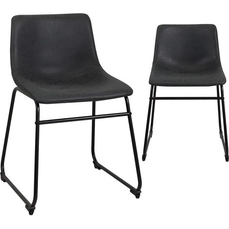 Ensemble de 2 chaises industrielles, assise en similicuir effet vintage, pieds en métal peints en noir Helio 47 (noir gris) (1/5)