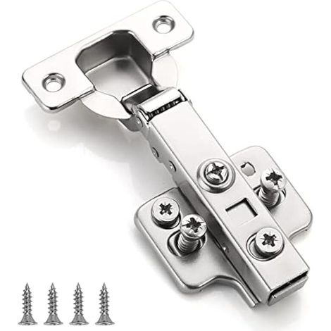 2 pièces Recouvrante Charnière Porte Cuisine, angle d'ouverture 110 ° réglable avec ressort hydraulique Charnières d'armoire de cuisine charniere porte placard (1/4)