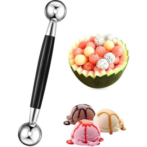 Double-Sided Melon Ball Spoon 18 cm, Stainless Steel, 2 in 1, Parisian Spoon