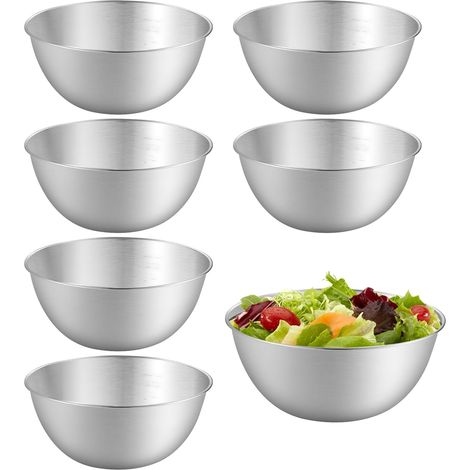6 Pièces Bol Inox, Bols à Mélanger avec Balance, Saladier Cul de Poule Inox, Saladier inox, Bol Cuisine, Bol à épices, Lave-Vaisselle, Empilables, pour Céréales,Trempette, Snack (0,7 L, Ø 16,8 cm) (1/5)