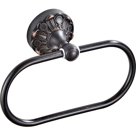 1 Anneau Porte-Serviettes Ovale Laiton, Style Antique Noir, Support Mural Robuste, Pour Salle De Bain Et Toilettes