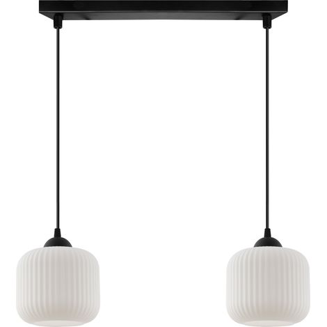 LAMPADA A SOSPENSIONE RIFFLE NERA 2 PARALUME CILINDRICO BIANCO PIATTO E27 (1/5)