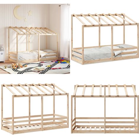 Letto per Bambini con Tetto 75x190 cm in Legno Massello di Pino - Letto in legno - Letto per bambini con tetto