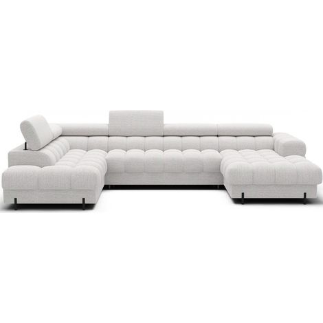 Canapé panoramique convertible Blanc angle gauche FERARIA 358x93x202cm (1/5)