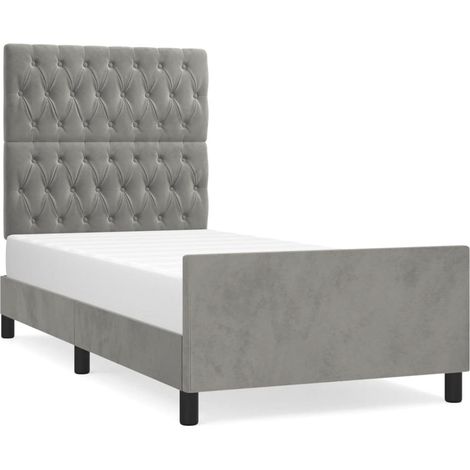 Maison Exclusive - Cadre de lit sans matelas gris clair 90x190 cm velours (1/5)