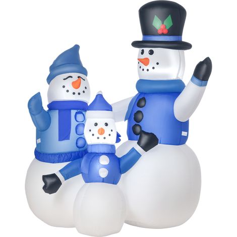 HOMCOM Inflatable Snowman Family Decoration w/ LED Lights Christmas Seasonal Fun (1/5)