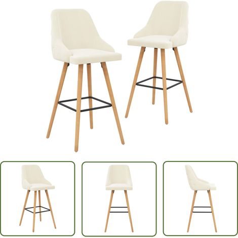 The Living Store Chaises de bar lot de 2 crème velours - Chaise De Bar - Tabouret De Comptoir - Fauteuil De Bar - Chaise Élégante - Chaise Moderne (1/5)