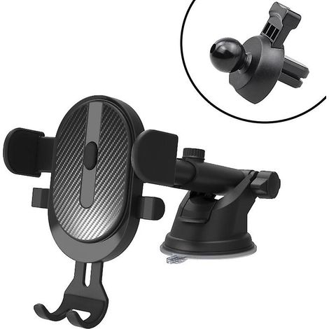 Support de téléphone de voiture à ventouse télescopique avec verrouillage automatique pour grille d'aération (noir) (1/5)