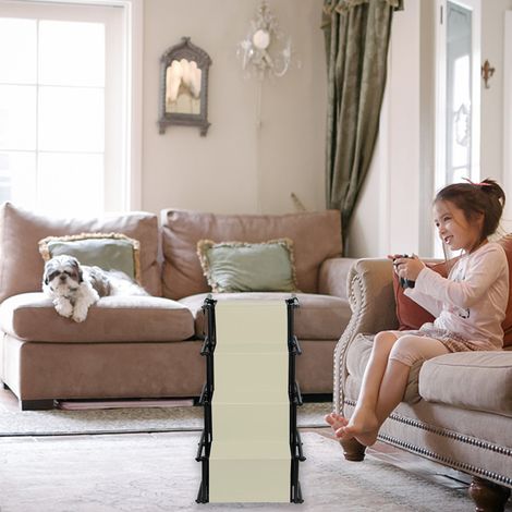 Hofuton Escalier pour chien de petite taille et grande taille - Rampe pour chien - Escalier pliable - 4 Niveaux - Pliable - Avec marches - Idéal pour les voitures, camions, SUV - Beige (1/5)