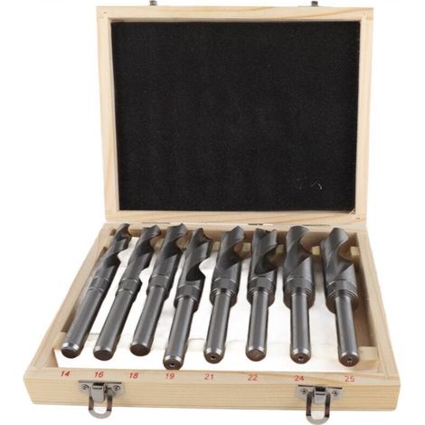 Set of 8 White High Carbon Steel Round Shank Twist Drill Bits for Industrial Use, Ideal for Carpenters, Electricians, etc., comes with a case (1/5)