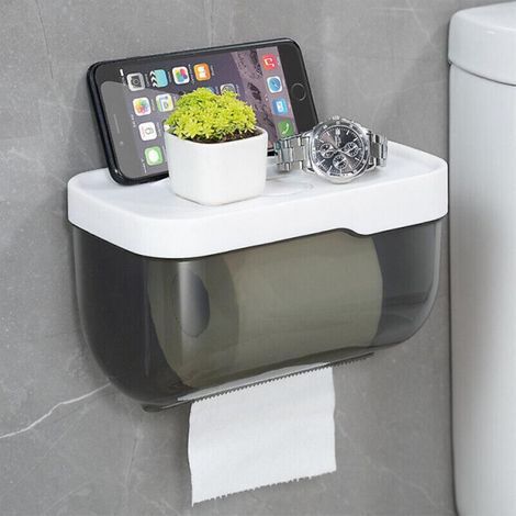 Wand-Toilettenpapierrollenhalter mit Schublade, Badezimmer-Taschentuchbox (1/4)