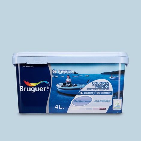 Bruguer Colores del Mundo Pintura para paredes monocapa Mediterráneo Azul Intermedio 4 L