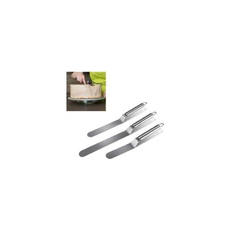 Winkelpalette Inox Set 3 Pièces Winkelpaletten Kuchenmesser, Tortenmesser, Glasurmesser, Konditorenmesser, Tortenglätter pour pâte à sucre et Décorer les Gâteaux (1/4)