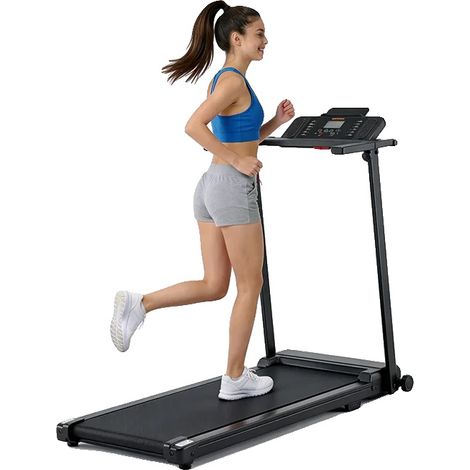 Tapis de course, Design compact, 12 programmes d'entraînement, noir (1/5)