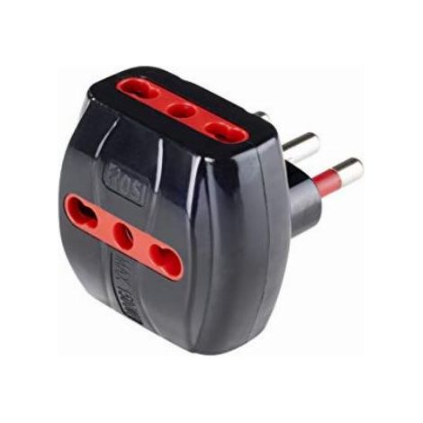Adattatore triplo 16a rosi 2p+t - prese 10/16a 2p+t, col. nero (1/2)