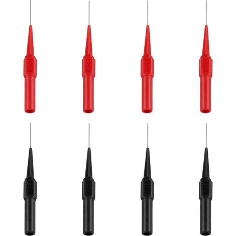 8PCS Sonde De Test, Cordons De Test Multimètre En Acier Inoxydable Sondes De Teste Câble Testeur Multifonction Pour Multimètres Laboratoires Électriciens(Rouge Et Noir) (1/5)