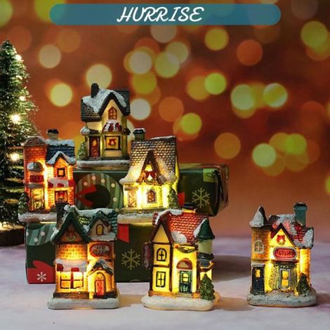 Sonew Maison lumineuse de Noël en résine Maison lumineuse LED en résine, décorations de noël, scène de luminaire decoration Coloré (1/4)