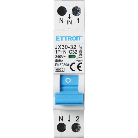 ETTROIT interrupteur magnétique thermique 1P+N 32A 220V 6KA JX153260 (1/3)