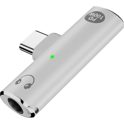 1 Adaptateur USB-C Charge 100 W Prise Audio 3,5 mm Aluminium Smartphone Tablette (1/5)