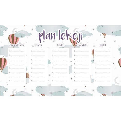 Plan de lección magnético para niños: Globos en las nubes (45 x 26 cm)